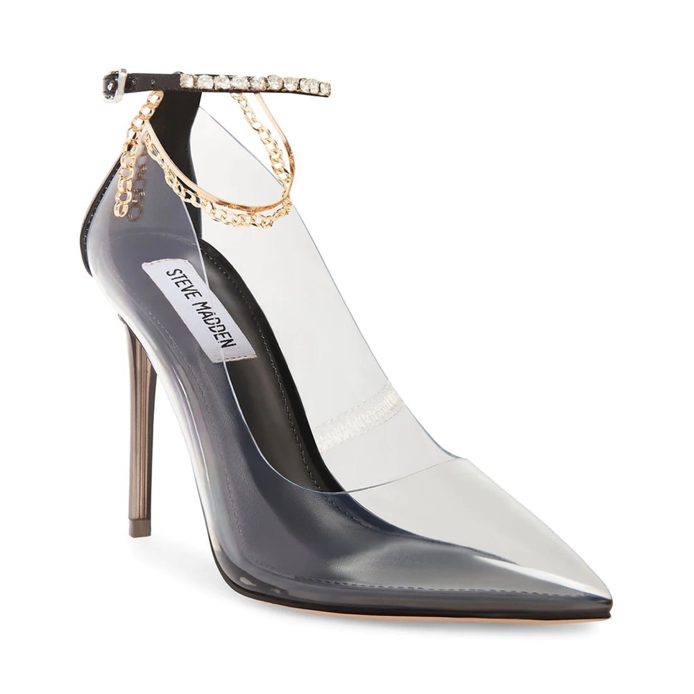 Steve Madden Black Multi Veranda Clear Heels